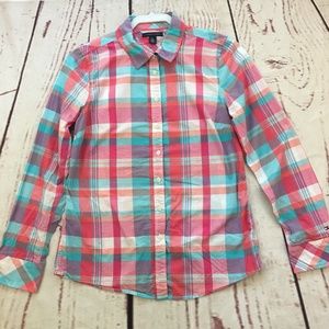 Tommy Hilfiger Pink  Plaid Button Down Shirt Sz M